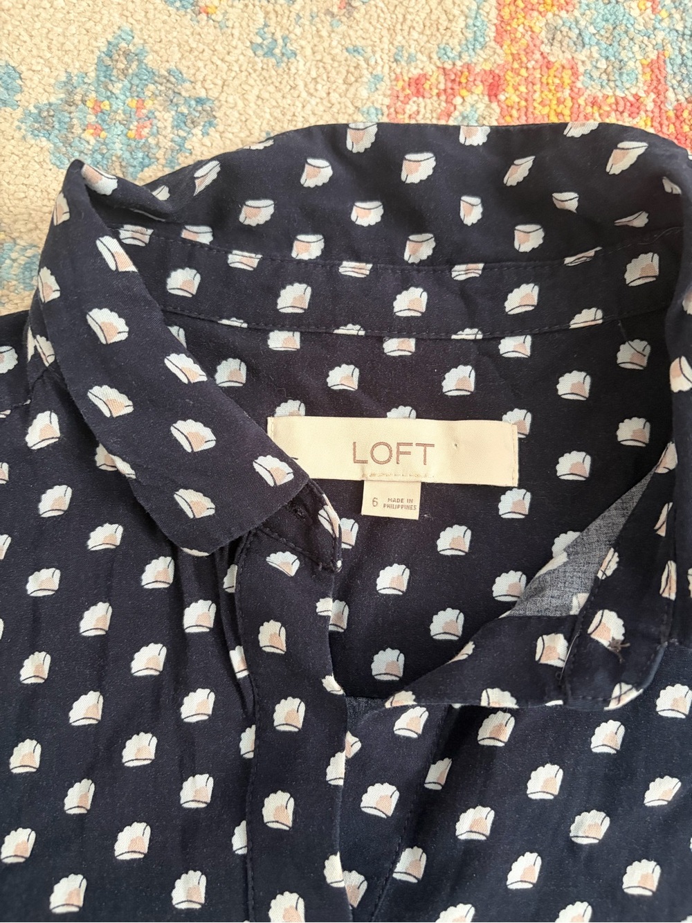 Loft floral print short sleeve button-down midi dress - Picture 2 of 5